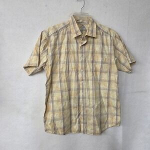Quiksilver Edition‎ Mens Plaid Short Sleeve Button Up Shirt L Regular Fit Cotton